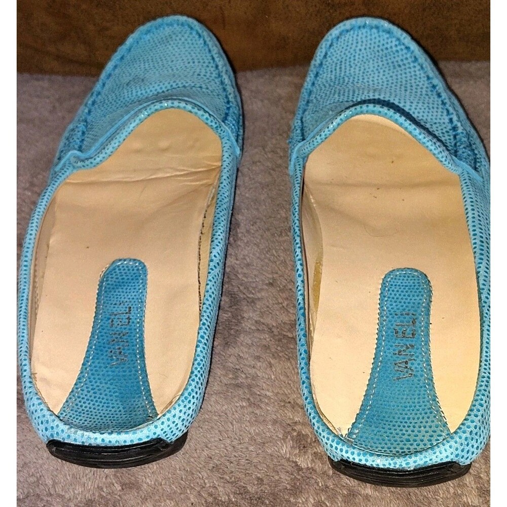 VANELi Turquoise Blue Lizard Embossed Leather Mules Loafers Women’s Size 9 A - Picture 8 of 14